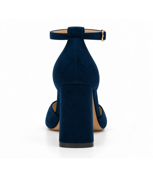 Salon Destalonado Azul Bordado Tacon Ancho Montevita 105436