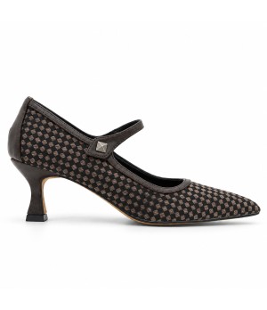 Zapato Mercedita Marron Cuadros Tacon Copa Montevita 105443