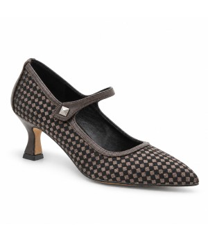 Zapato Mercedita Marron Cuadros Tacon Copa Montevita 105443