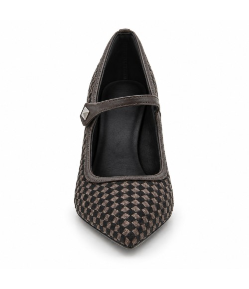 Zapato Mercedita Marron Cuadros Tacon Copa Montevita 105443