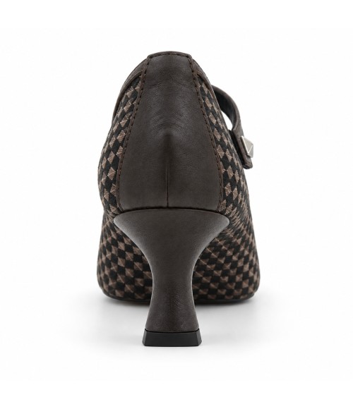 Zapato Mercedita Marron Cuadros Tacon Copa Montevita 105443