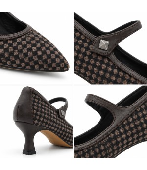 Zapato Mercedita Marron Cuadros Tacon Copa Montevita 105443