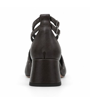 Salon Marron Tiras Tachas Tacon Ancho Montevita 105446