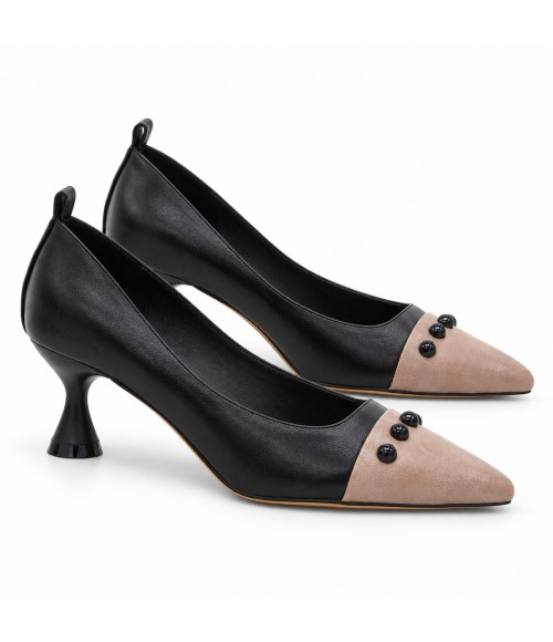 Salon Negro Bicolor Punta Beige Tacon Medio Montevita 105448
