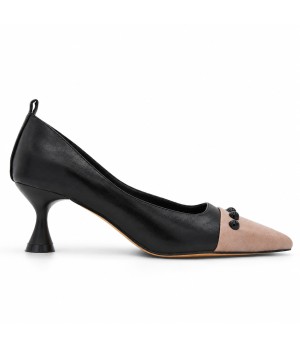 Salon Negro Bicolor Punta Beige Tacon Medio Montevita 105448