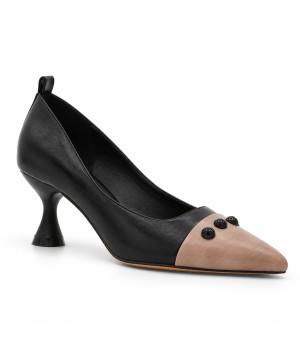 Salon Negro Bicolor Punta Beige Tacon Medio Montevita 105448