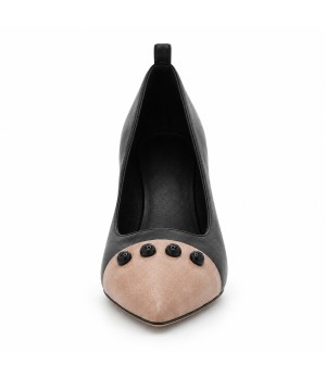 Salon Negro Bicolor Punta Beige Tacon Medio Montevita 105448