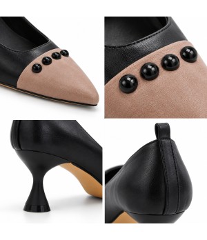 Salon Negro Bicolor Punta Beige Tacon Medio Montevita 105448