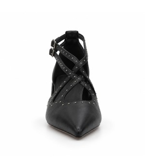 Salon Negro Tiras Tachas Tacon Ancho Montevita 105453
