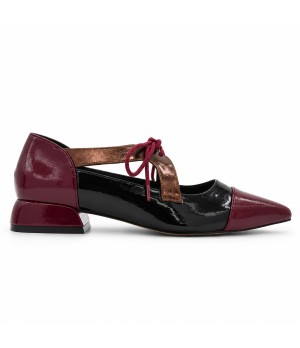 Zapato Mary Burdeos y Negro Tacon Bajo Montevita 105463