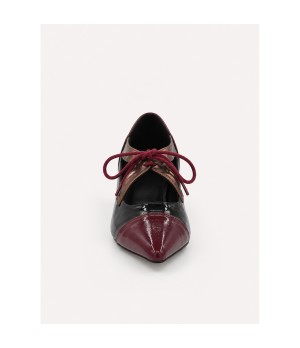 Zapato Mary Burdeos y Negro Tacon Bajo Montevita 105463