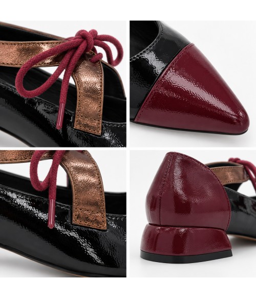 Zapato Mary Burdeos y Negro Tacon Bajo Montevita 105463