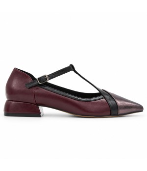 Zapato Mary Jane Burdeos y Plomo Tacon Bajo Montevita 105465