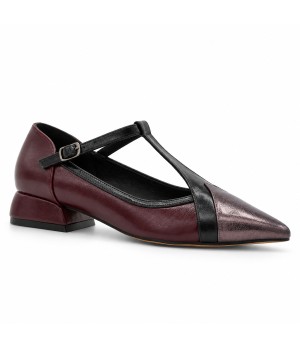 Zapato Mary Jane Burdeos y Plomo Tacon Bajo Montevita 105465