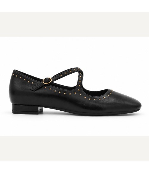 Bailarina Negra con Tachas y Tiras Cruzadas Montevita 105467