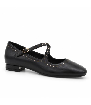 Bailarina Negra con Tachas y Tiras Cruzadas Montevita 105467