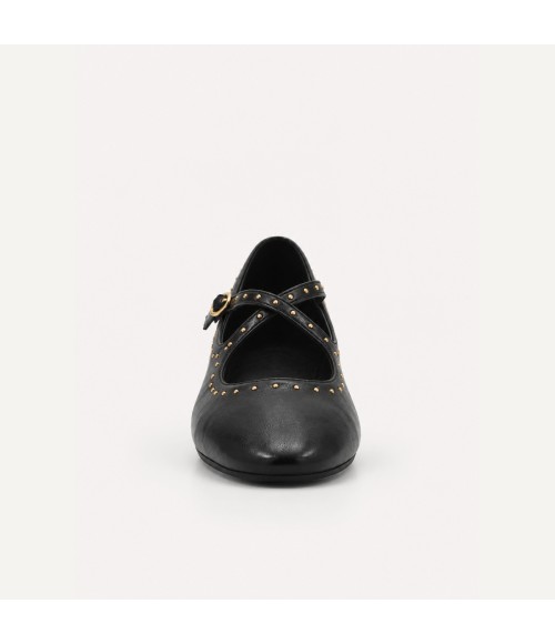 Bailarina Negra con Tachas y Tiras Cruzadas Montevita 105467