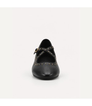 Bailarina Negra con Tachas y Tiras Cruzadas Montevita 105467