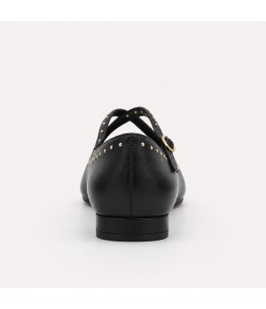 Bailarina Negra con Tachas y Tiras Cruzadas Montevita 105467