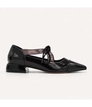 Zapato Mary Jane Negro Tacon Bajo Montevita 105468
