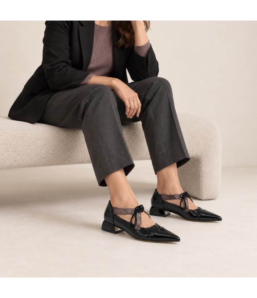 Zapato Mary Jane Negro Tacon Bajo Montevita 105468