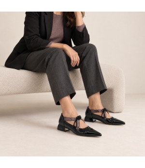 Zapato Mary Jane Negro Tacon Bajo Montevita 105468