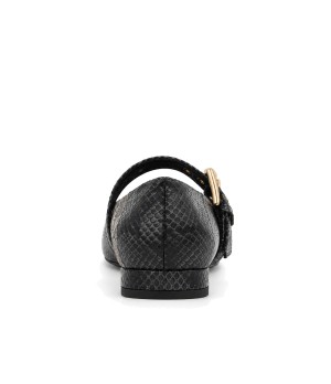 Zapato Tacon Bajo Negro Efecto Serpiente Hebilla Montevita 105471