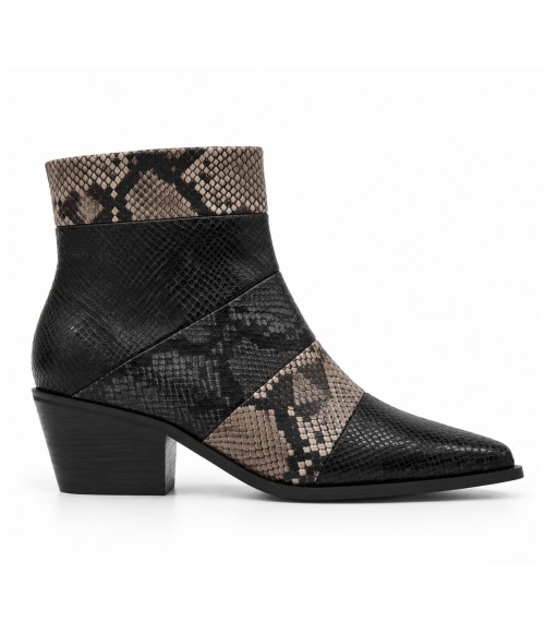 Botin Tacon Medio Negro Efecto Serpiente Montevita 105420