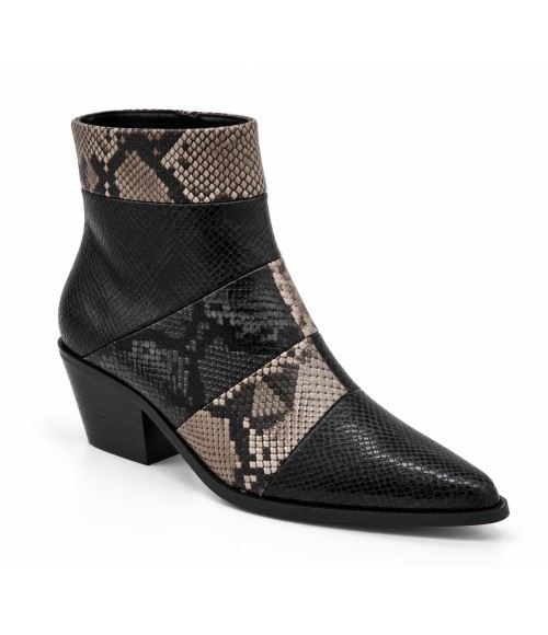 Botin Tacon Medio Negro Efecto Serpiente Montevita 105420