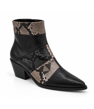 Botin Tacon Medio Negro Efecto Serpiente Montevita 105420