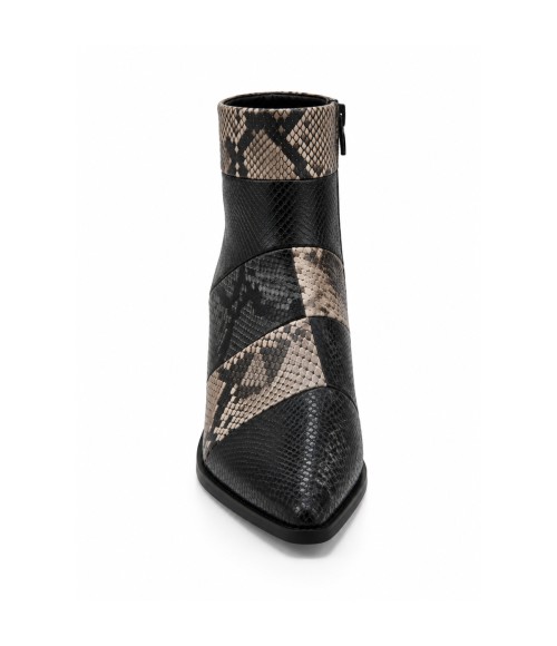 Botin Tacon Medio Negro Efecto Serpiente Montevita 105420