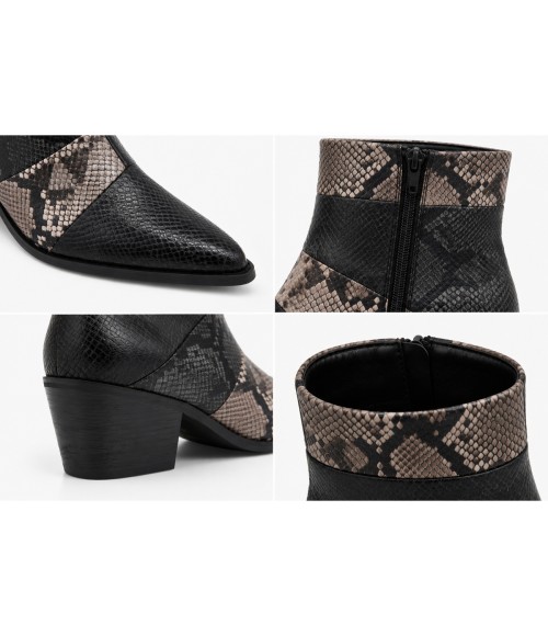 Botin Tacon Medio Negro Efecto Serpiente Montevita 105420