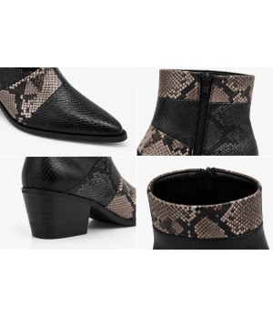 Botin Tacon Medio Negro Efecto Serpiente Montevita 105420