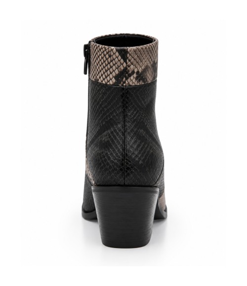 Botin Tacon Medio Negro Efecto Serpiente Montevita 105420