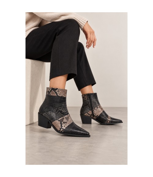 Botin Tacon Medio Negro Efecto Serpiente Montevita 105420