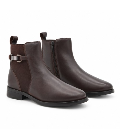 Botines Marron con Elastico y Hebilla Purapiel 105485