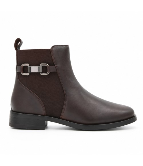 Botines Marron con Elastico y Hebilla Purapiel 105485