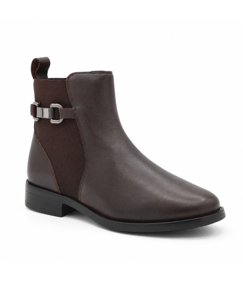 Botines Marron con Elastico y Hebilla Purapiel 105485