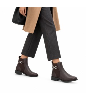 Botines Marron con Elastico y Hebilla Purapiel 105485