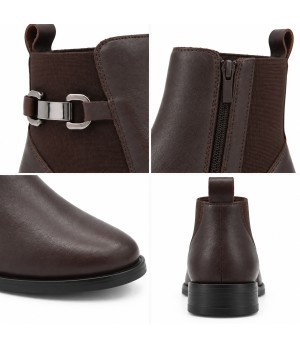 Botines Marron con Elastico y Hebilla Purapiel 105485