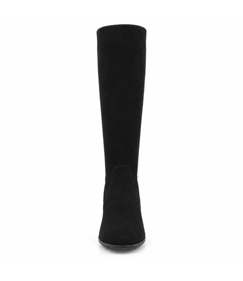 Bota Alta Negra con Tacon Bajo Cuadrado Purapiel 105488