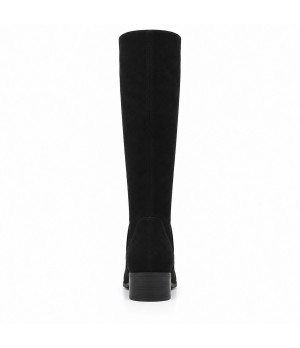 Bota Alta Negra con Tacon Bajo Cuadrado Purapiel 105488