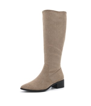 Bota Alta Taupe con Tacon Bajo Cuadrado Purapiel 105489