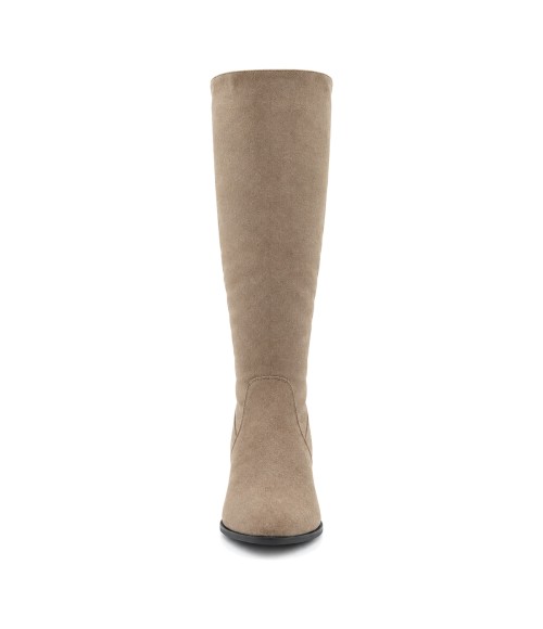 Bota Alta Taupe con Tacon Bajo Cuadrado Purapiel 105489