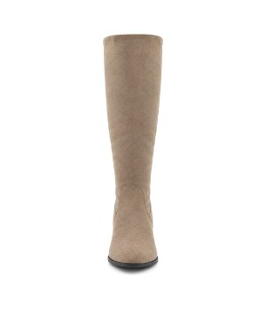 Bota Alta Taupe con Tacon Bajo Cuadrado Purapiel 105489