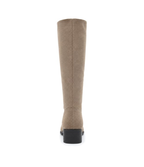 Bota Alta Taupe con Tacon Bajo Cuadrado Purapiel 105489