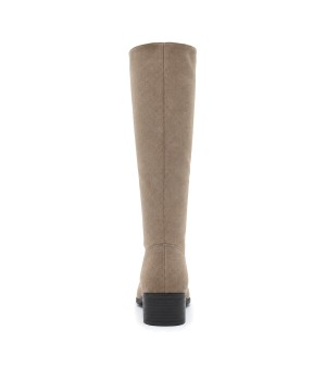 Bota Alta Taupe con Tacon Bajo Cuadrado Purapiel 105489