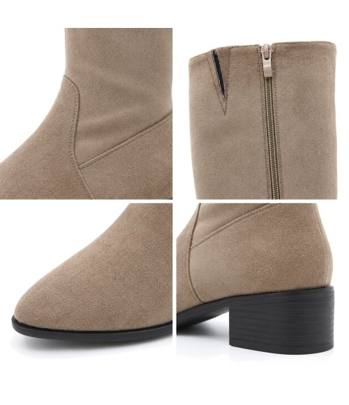 Bota Alta Taupe con Tacon Bajo Cuadrado Purapiel 105489