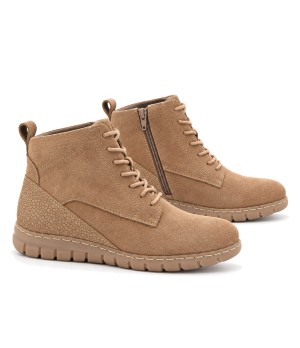 Botin Piel Serraje Mocha con Cordones Purapiel 105491