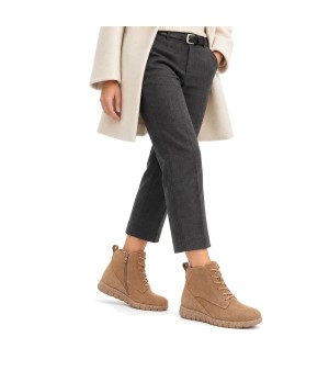 Botin Piel Serraje Mocha con Cordones Purapiel 105491